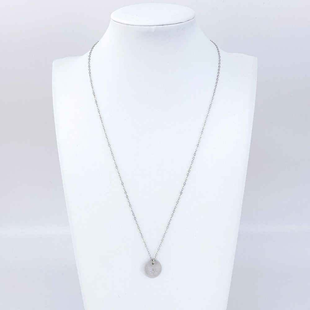 Vintage Sterling Silver 925 Disc Pendant Necklace 17.75"-19.25"